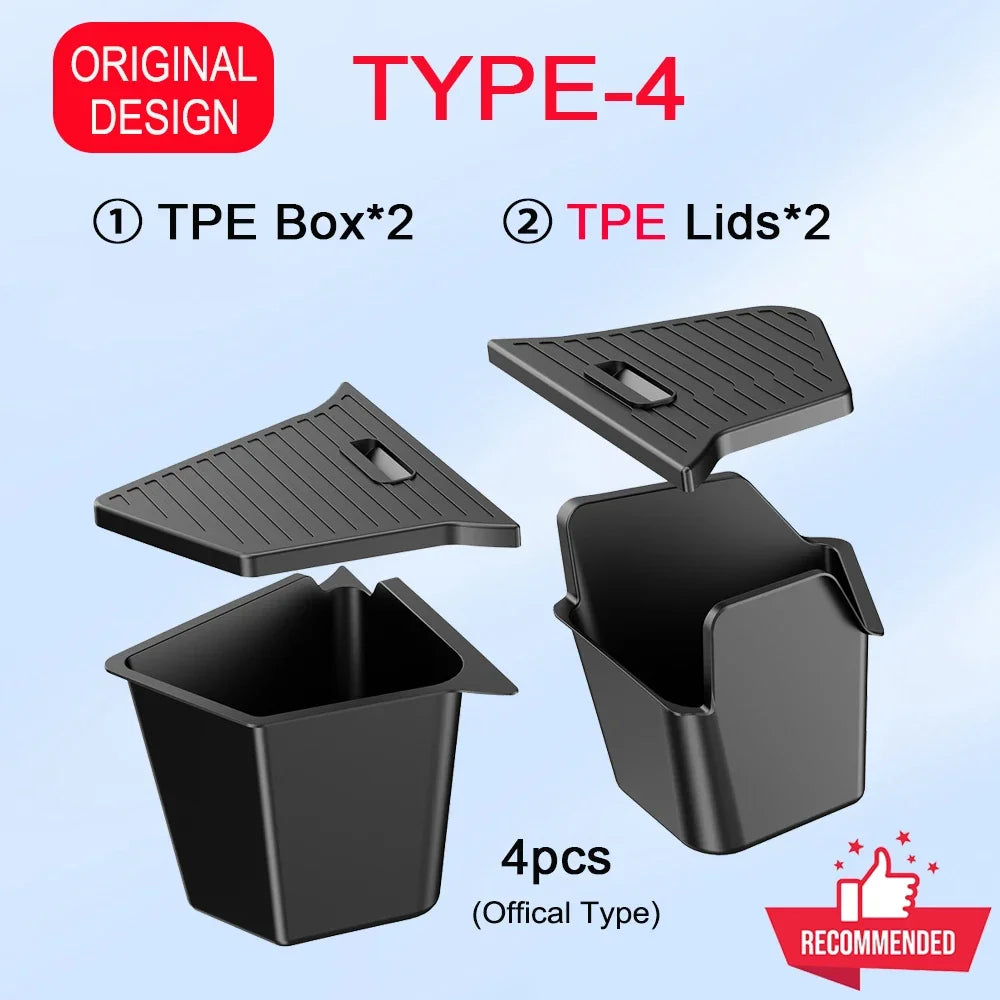 TESMAYX Car Trunk Side Storage Box for Tesla Model Y Juniper 2025 | Flocking TPE Mat Cov detail view