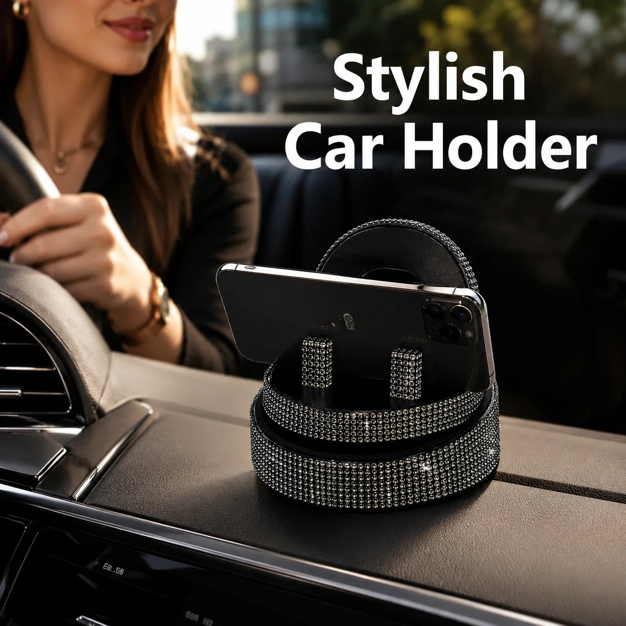 Rhinestone Car Phone Holder Universal Air Vent Mobile Phone Stand Mount Auto Interior alternate view