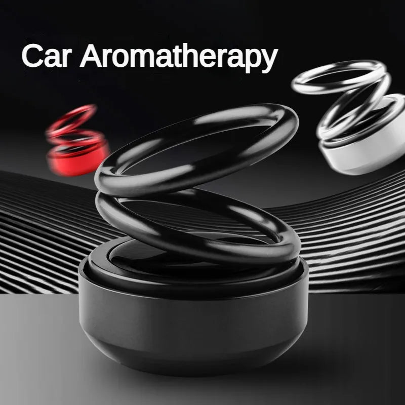 Car Suspended Rotating Double Ring Aromatherapy | Solar Car Air Freshener Ornament