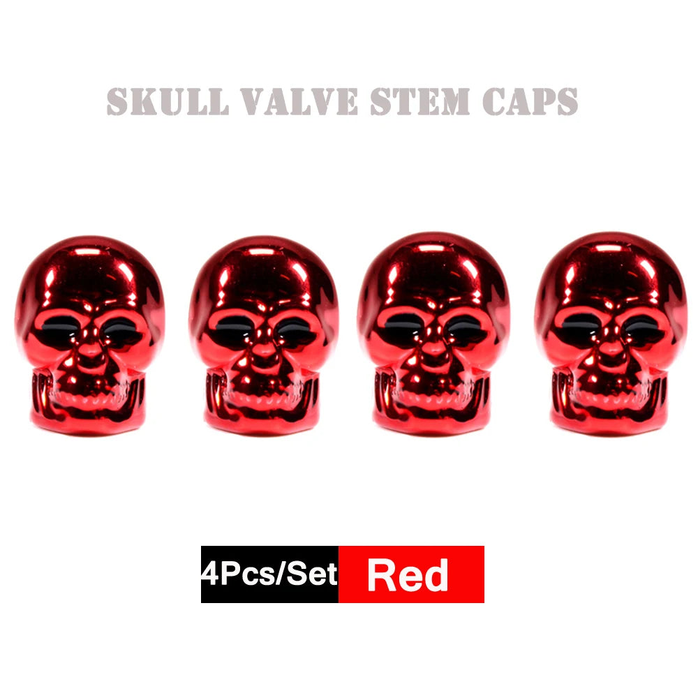 DSYCAR 4Pcs Skull Tire Valve Caps | Universal Dustproof Stem Caps detail view