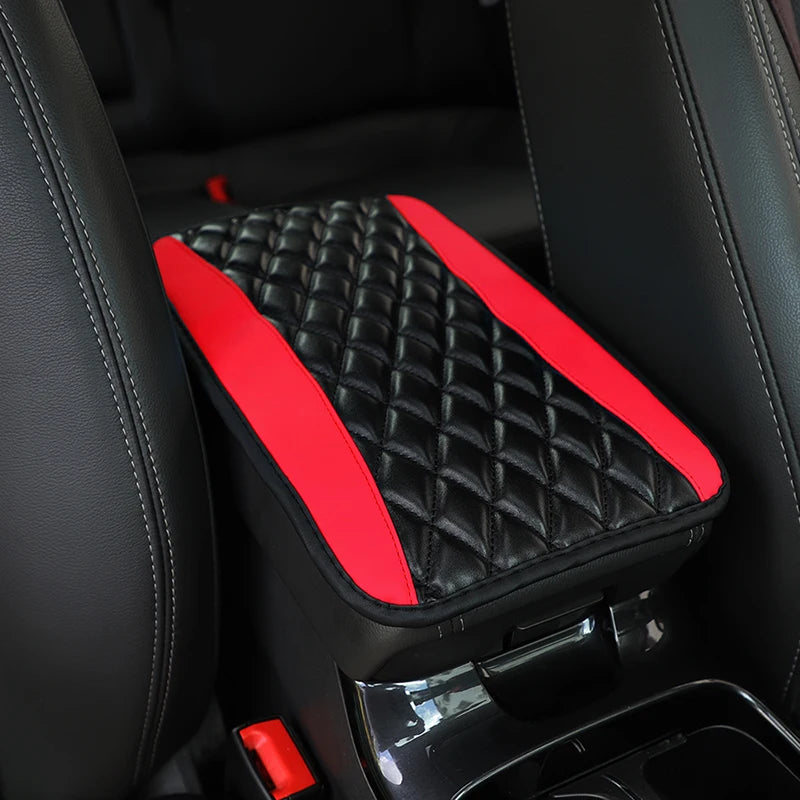 Car Armrest Cover Mat Universal PU Leather Ethnic Style Print Waterproof Non Slip Stor close-up view