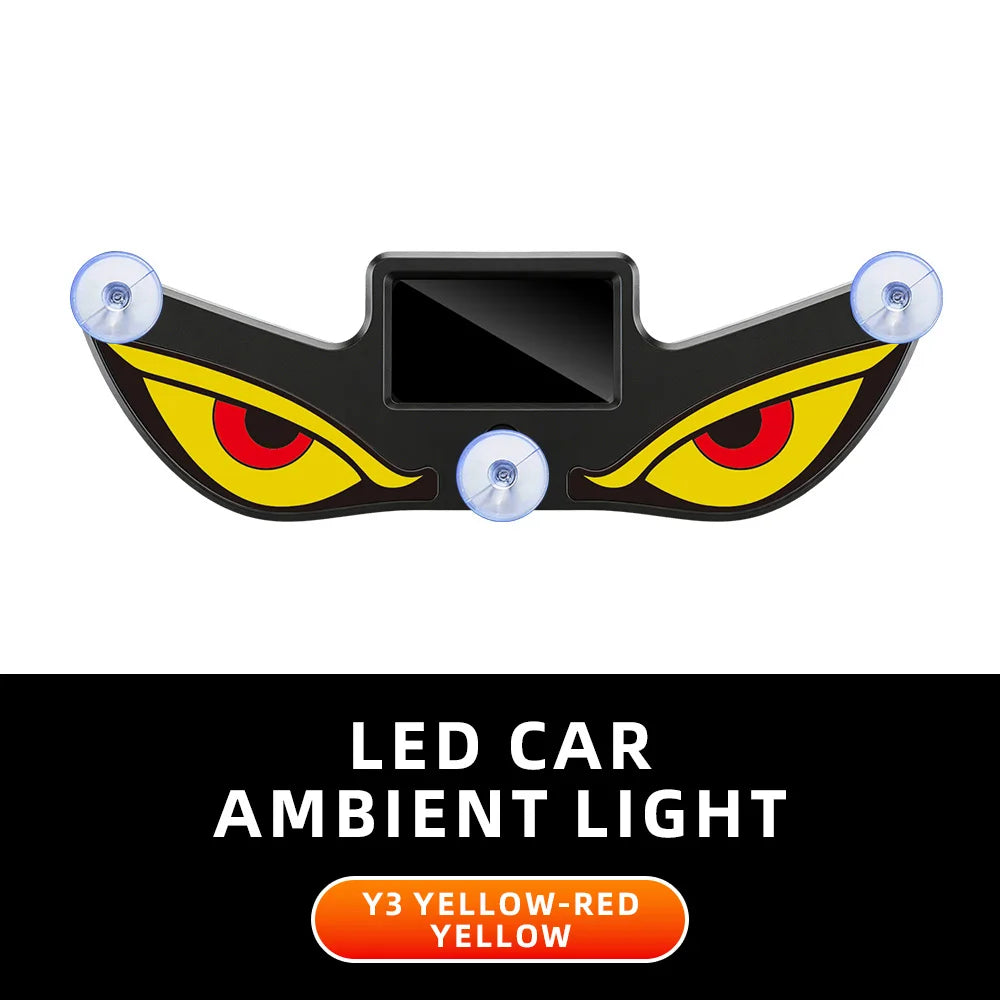 1PCS Solar Power Devil’s Eye Car Window Ambient Light With Suction Cup USB-C Rechargeable Eye Shaped Flashing Warning Lamp