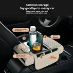 Car Center Console Height Increasing Armrest Cushion Multifunctional PU Leather Armrest Pad with Cup Holder Tissue Box Universal