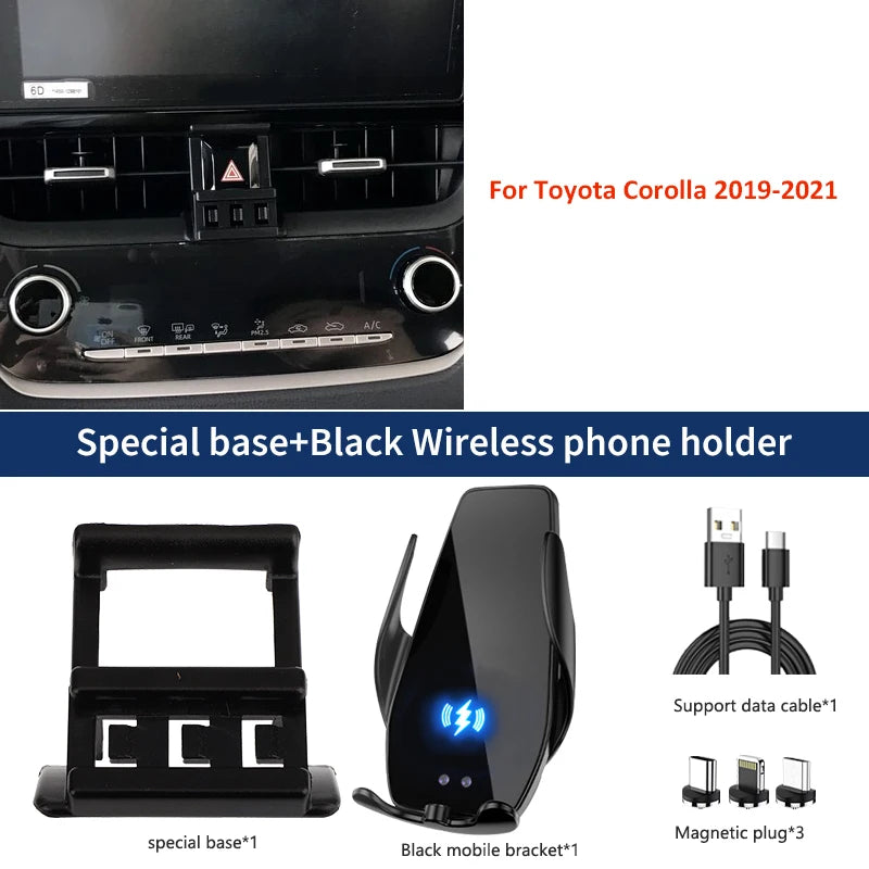 Car Mobile Phone Holder For Toyota Corolla MK12 2019-2021 Mounts Wireless Charging Dedicated Fixed Base Accessories