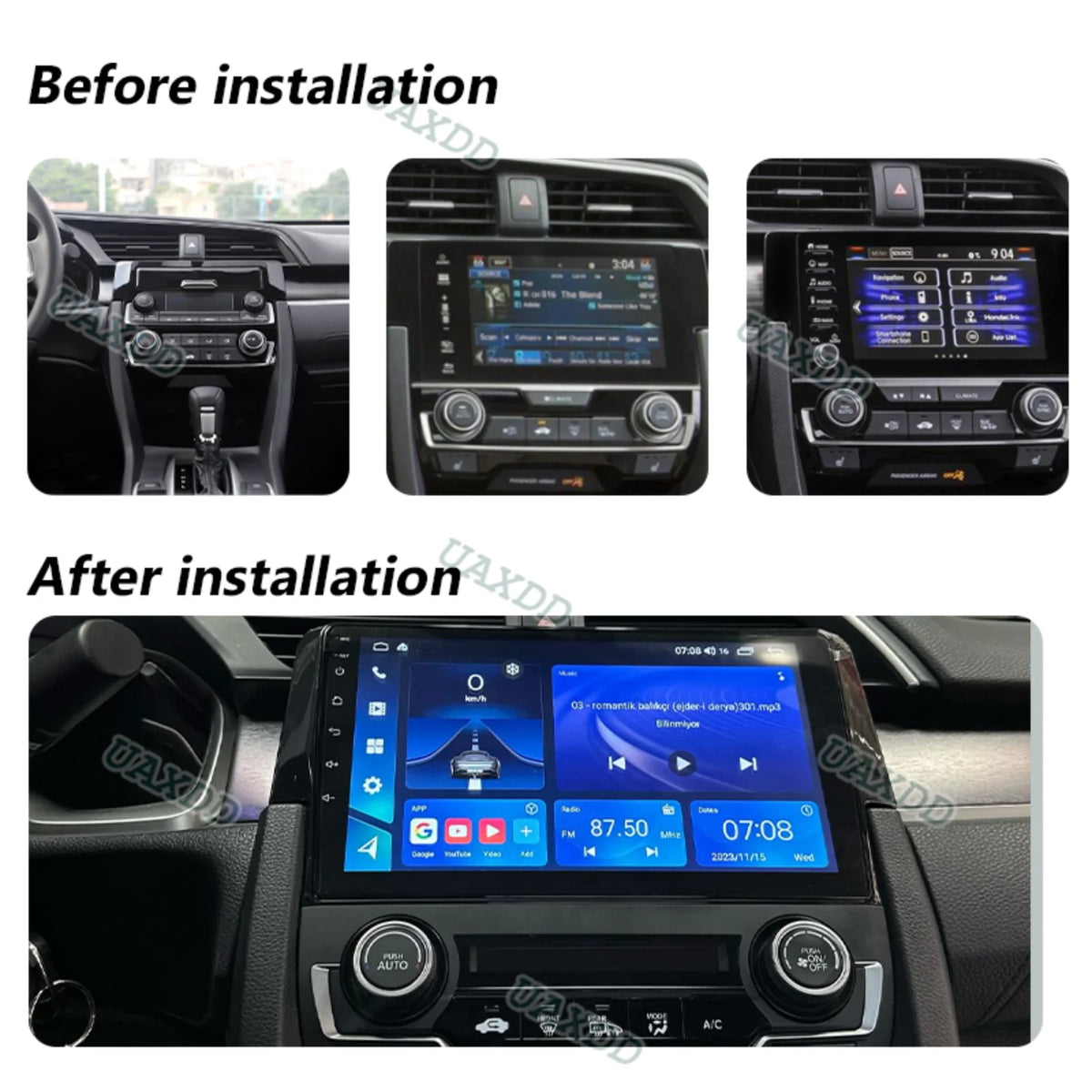 2 Din Car CD Fascia for 2016-2020 Honda Civic 9 Inch Panel Frame Plastic Accessories Aut detail view