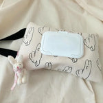 Korean Quilted Tissue Pouch Bear Car Organizer Balloon Wipes Case Ins Style Hanging Di close-up view