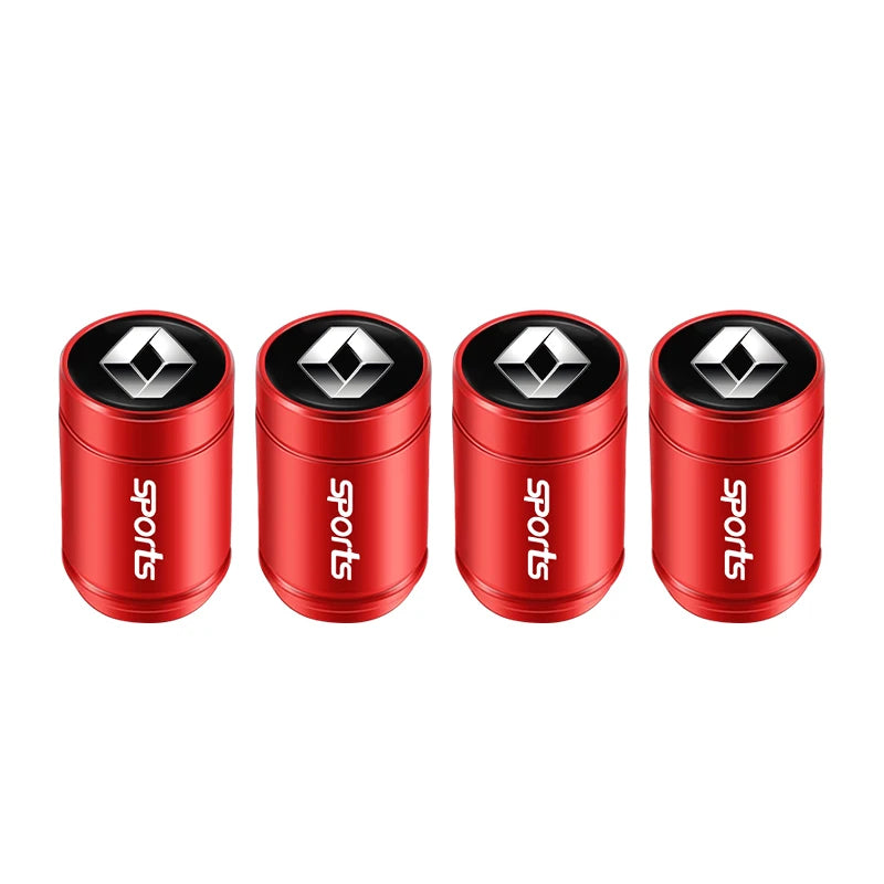 4Pcs Aluminum Alloy Tire Valve Stem Caps for Renault Models | Dust-Proof Car Tire Acce close-up view
