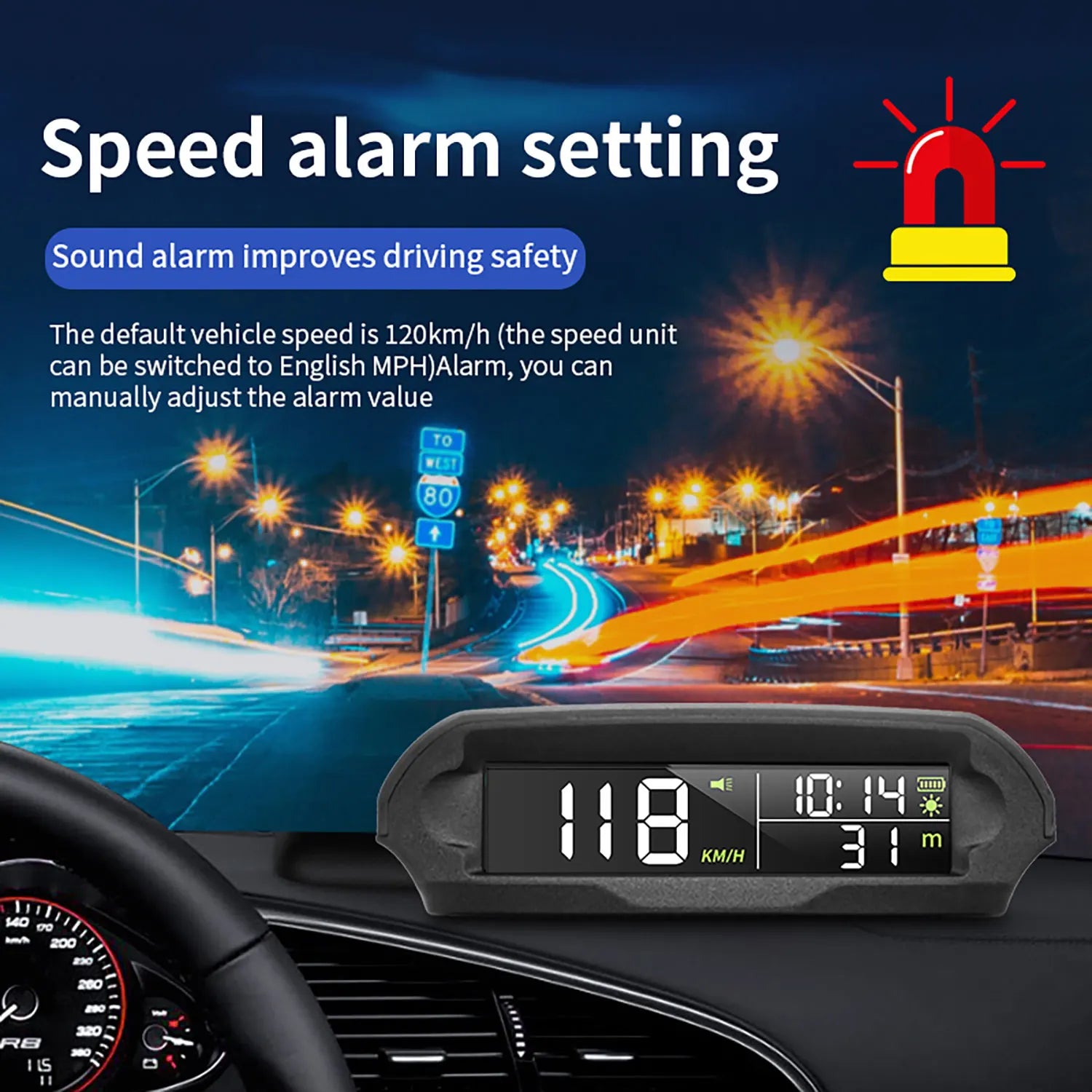 Car HUD Head-Up Display Universal Beidou Satellite Speed Odometer Solar Wireless GPS Altitude Temperature Instrument