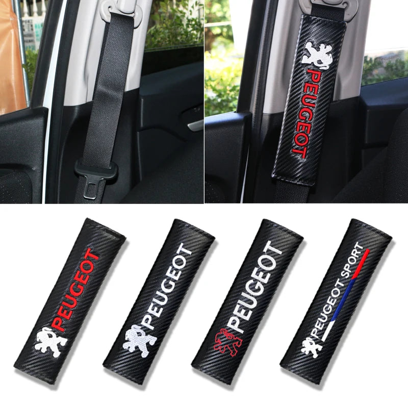 2pcs Carbon fiber Car Seat belt Cover Protective Pad for Peugeot 307 206 207 308 207 alternate view