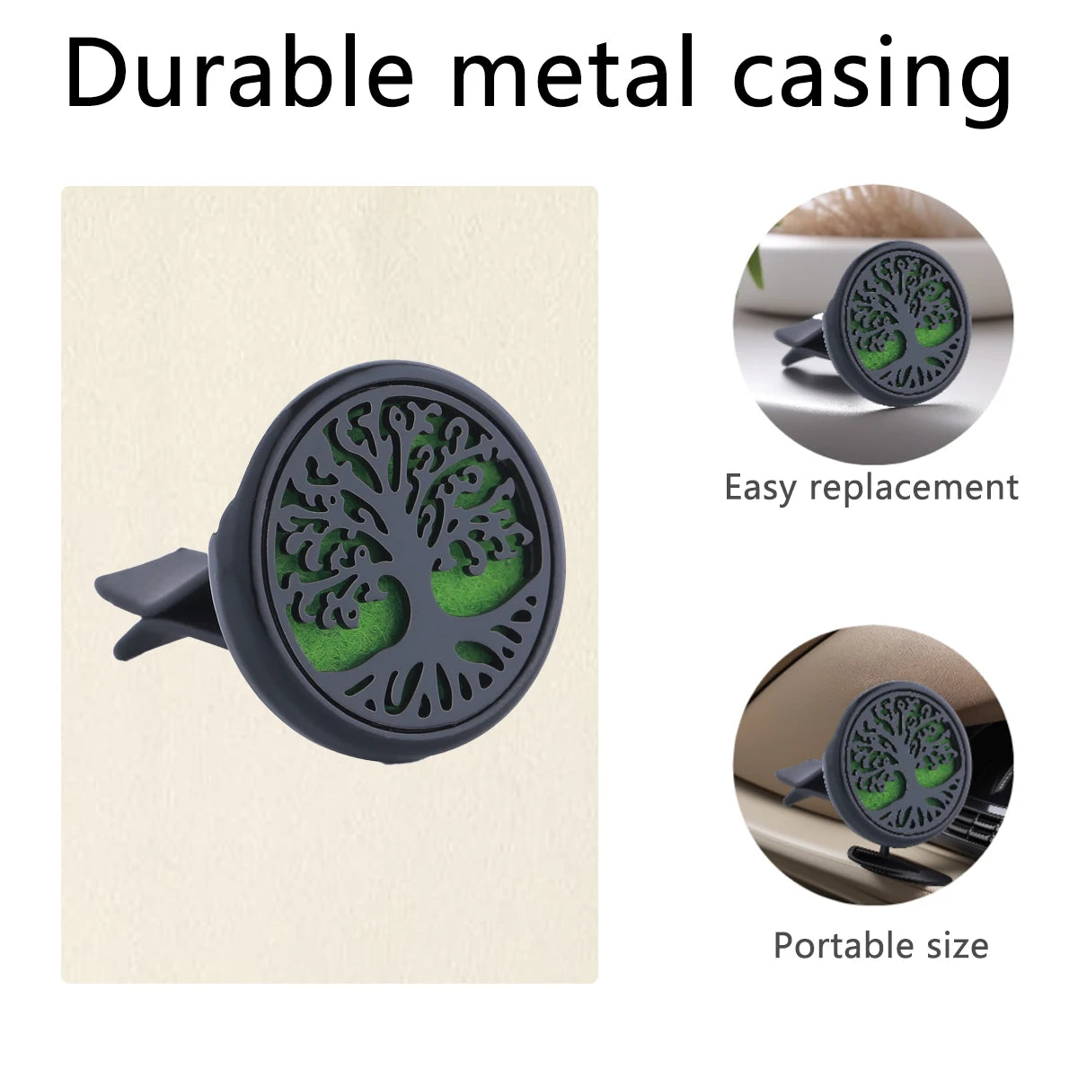 Refillable Car Air Freshener | Vent Clip Diffuser with 10 Gaskets detail view