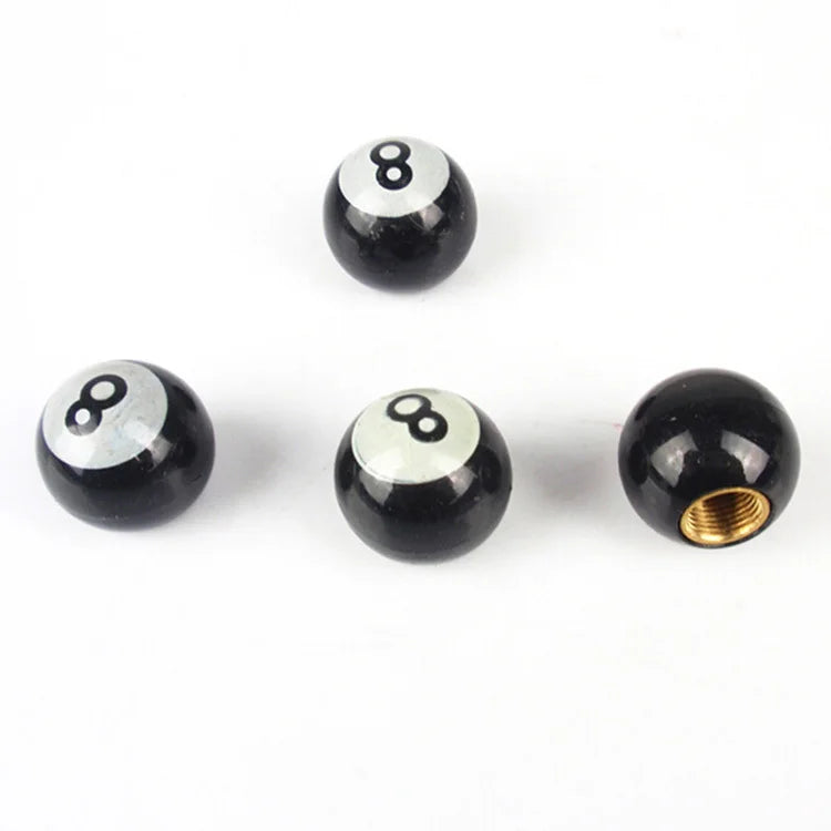 4pcs Universal 8 Ball Pool Billiards Tire Valve Stem Caps | Car Truck Bike Air Valve Covers