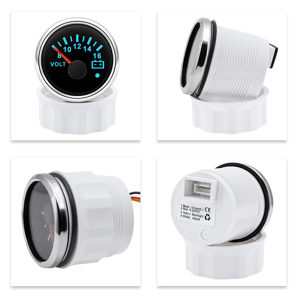 ZMFJH 7 Color Light Pointer 52MM Fuel Water Level Gauge Voltmeter Oil Pressure Meter Water Oil Temp Gauge with Alarm Optional