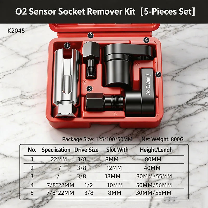 Universal Oxygen Sensor Socket Set O2 Lambda Sensor Removal Tool Kit Automotive Wrenc alternate view