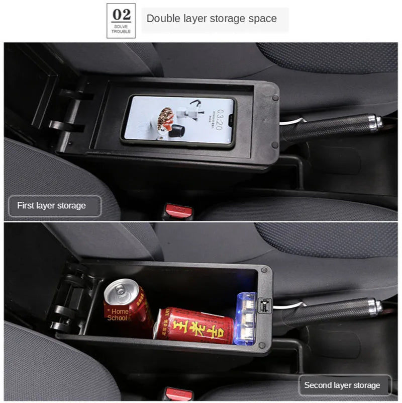 For Peugeot 107 Armrest For Citroen C1 Toyota Etios Aygo BJ Armrest Box Store Box Dedicated Retrofit Parts Car Accessories ﻿