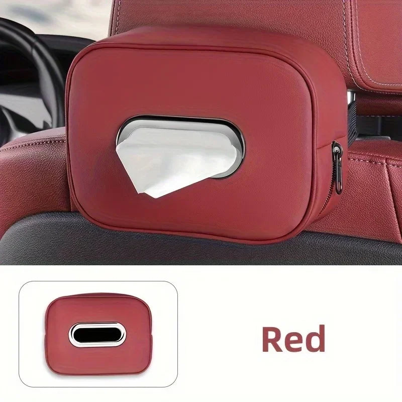 Leather Car Tissue Box Holder for Sun Visor, Headrest and Armrest