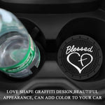 2 PCS Car Cup Holder Coasters, 2.76 Inch Anti Slip Vehicle Drink Mats with Cute Blessed Cross and Heart, Shockproof, Universal C
