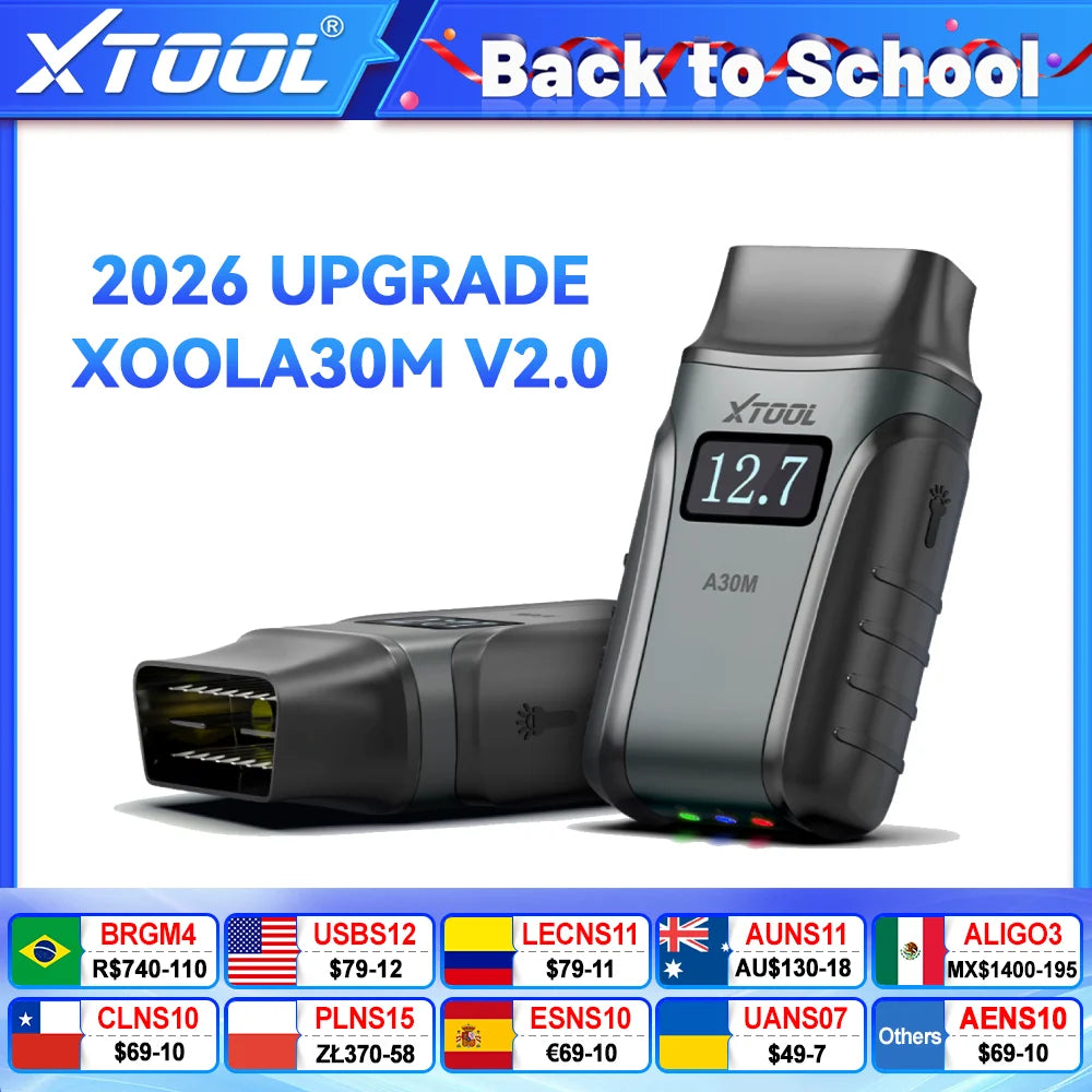 XTOOL Anyscan A30M V2.0 All System Car Diagnostic Tools Bluetooth OBD2 Scanner Active Test 26+ Reset