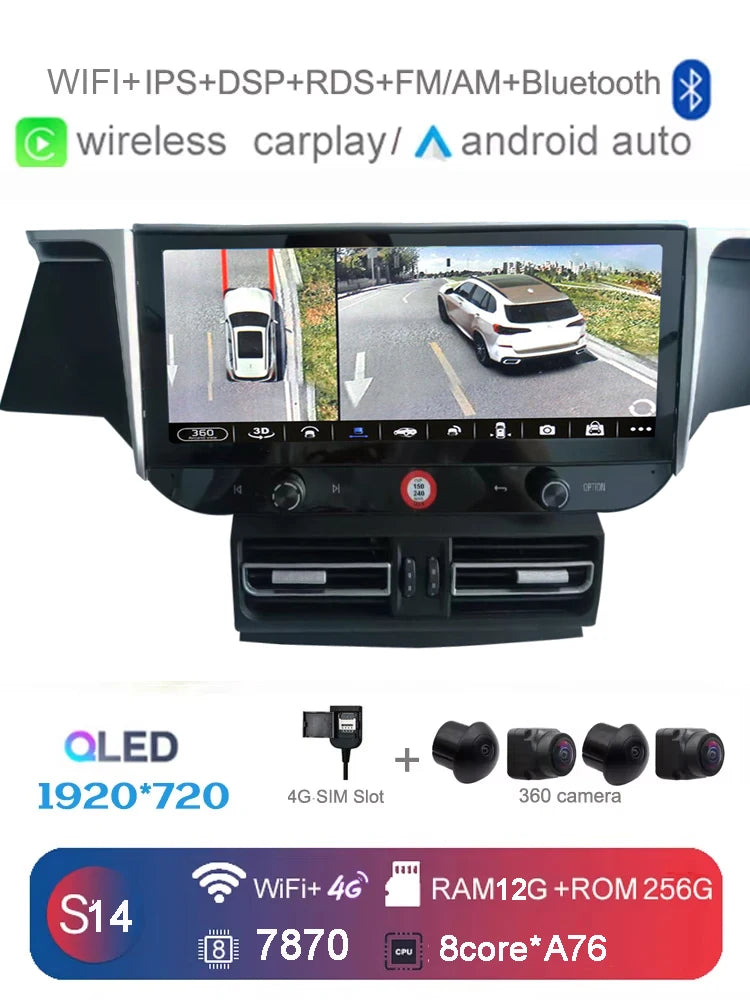 Car Radio for Porsche Macan 2010-2016 | Wireless CarPlay Android Auto 12.3" IPS 4G LT alternate view