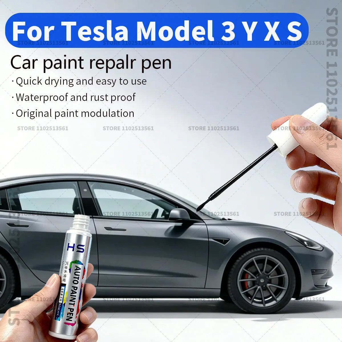 Tesla Model 3 Y X S Scratch Repair Paint Pen | Pearl White & Deepsea Blue Touch Up