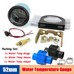 52mm Digital Water Temp Gauge 40-120℃/100-250℉ | Dual Unit Auto Temperature Monitor for Gas Vehicles