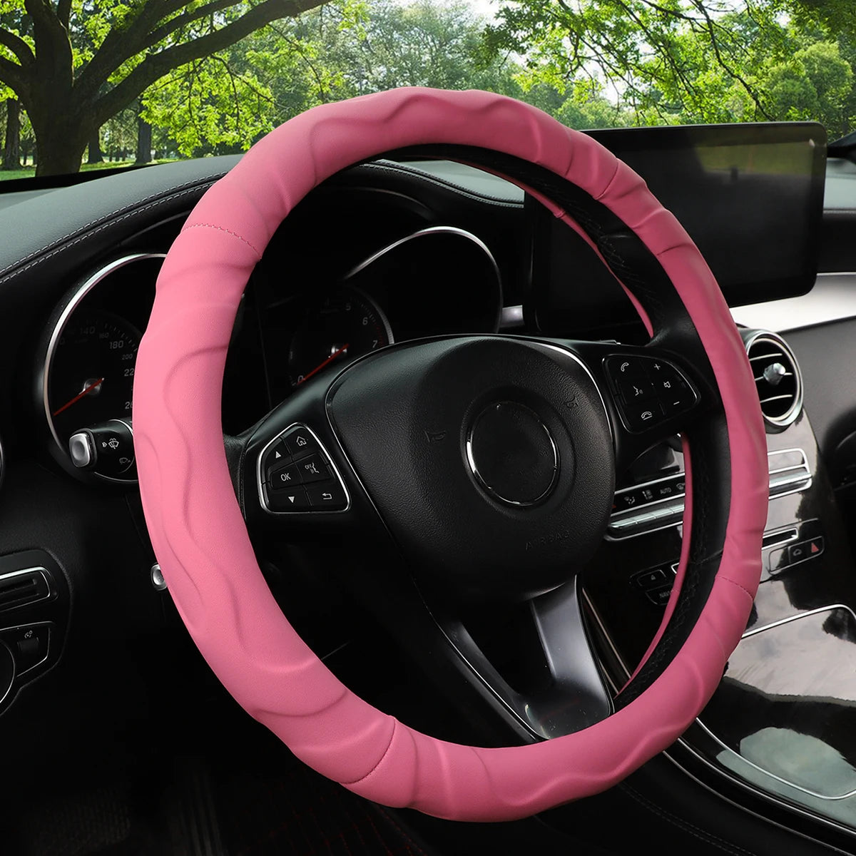 1 Artificial Lamb Skin Sense Three-dimensional Styling Sports Car Steering Wheel Cove alternate view