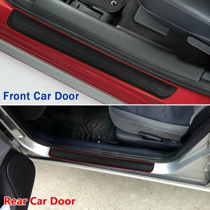 4pcs Rubber Car Door Sill Scuff Covers Black Door Panel Guards Protector Trim Anti-sc lifestyle view