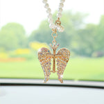 Creative Cute Diamond-Studded Crown Angel Car Pendant Exquisite Angel Wings Car Rearview Mirror Pendant Car Hanging Decoration