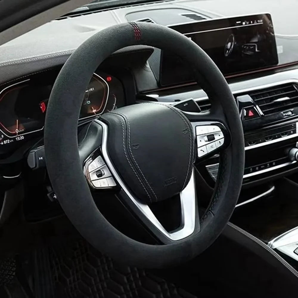 Ultra-Thin Suede Steering Wheel Cover Non-Slip D-Shaped round Breathable Car Wheel Prote detail view