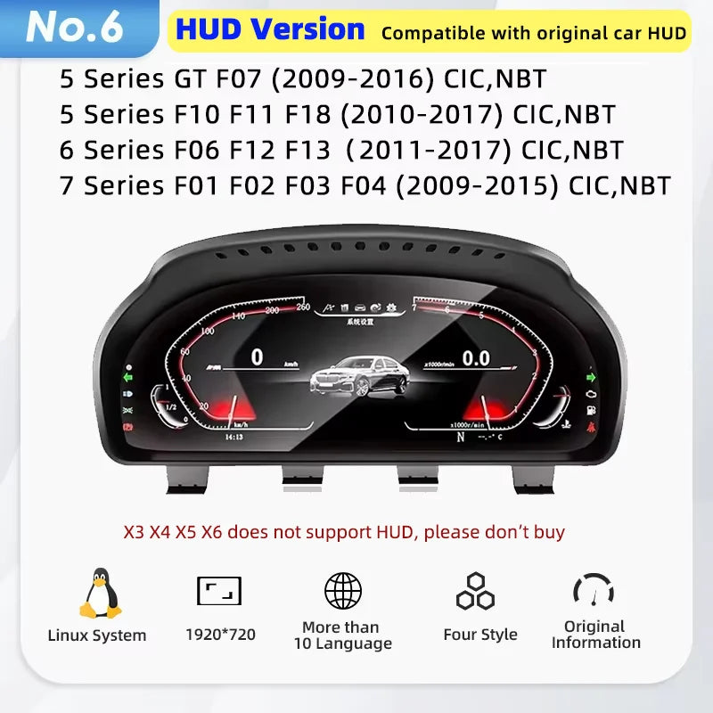 LCD Dashboard for BMW E90 E70 E71 E60 E81 E87 F10 F20 F30 F32 F06 E84 F48 E83 F25 F26 close-up view