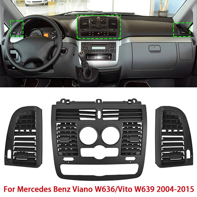 1/3pcs Black Car Air Conditioner Air Outlet Cover for Mercedes Benz Viano W636/Vito W639 2004-2015
