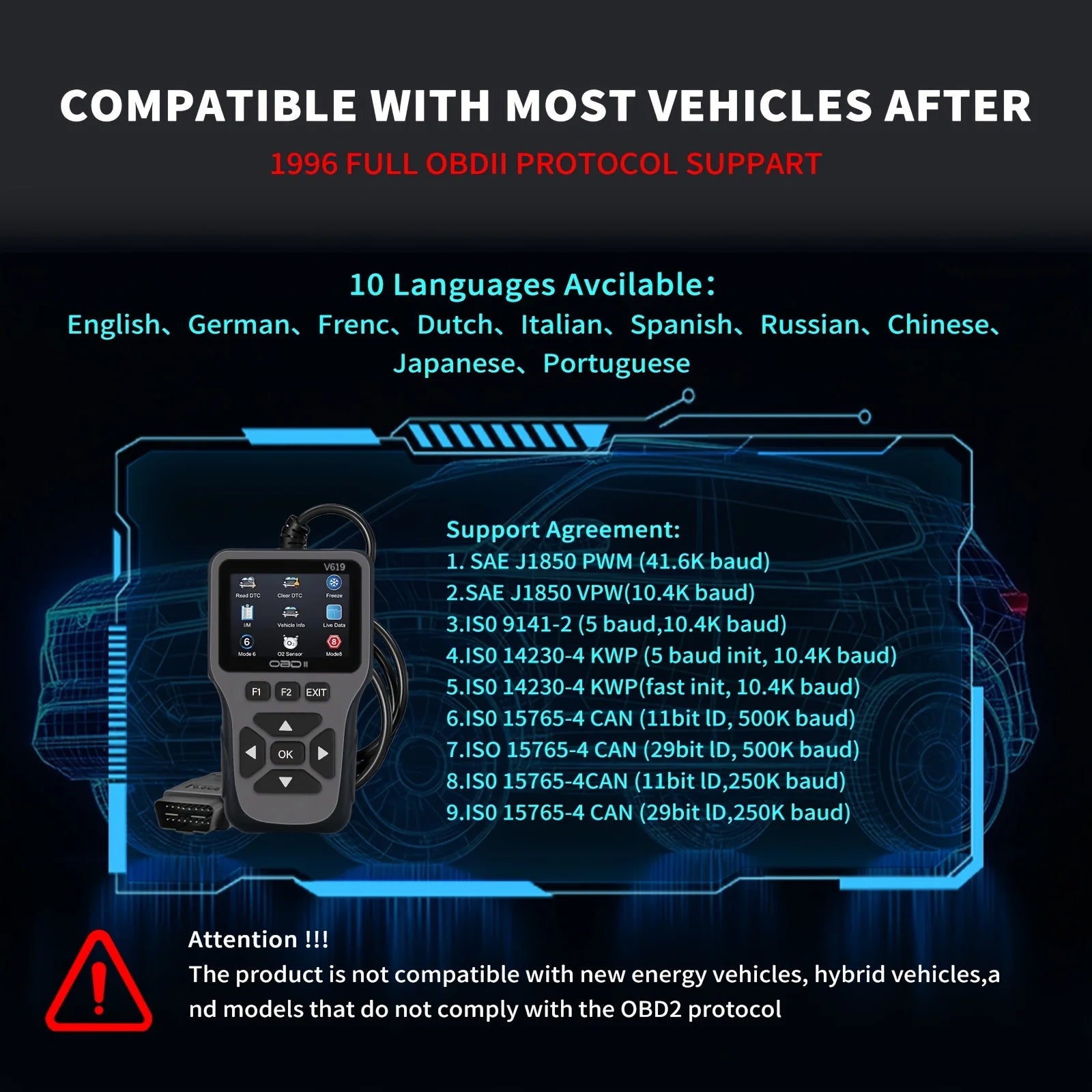 Professional OBD2 Scanner, Upgraded OBDII & CAN Code Reader, Real‑Time Data, Battery Test, 4000+ DTC