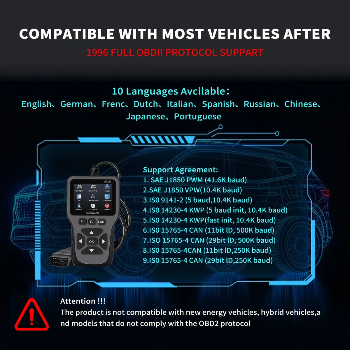Professional OBD2 Scanner, Upgraded OBDII & CAN Code Reader, Real‑Time Data, Battery Test, 4000+ DTC