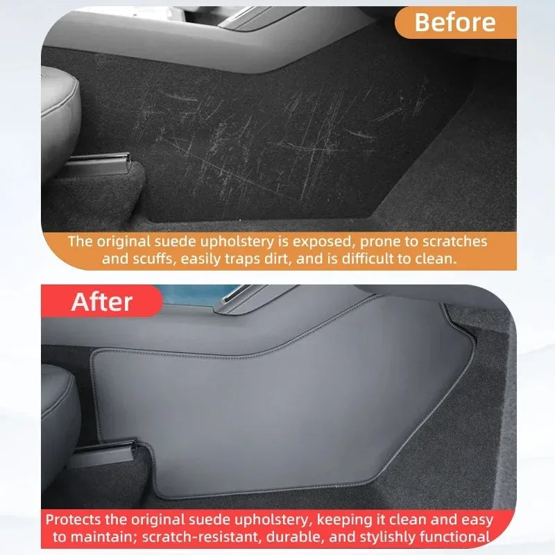 For Tesla Model 3/Y/YL Juniper Center Control Side Anti-kick Pad Leather Anti-dirty Protective Cover Defense Foot Mat Accessory