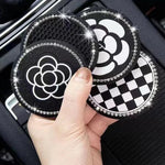 2PCS of Diamond Car Coasters, Tea Flower Car Cup Holders, Silicone Anti Slip Coasters, General Motor