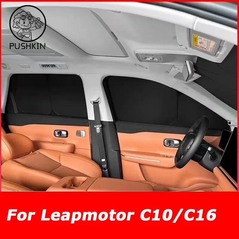 For Leapmotor C10 C16 2025 Full Black Car Sunshade Side Window Privacy Curtains | Heat Insulation Su