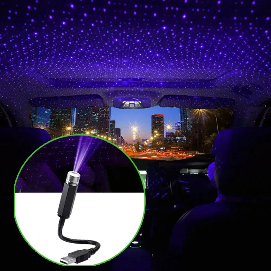 QXNY 1pcs Mini LED Car Roof Star Night Light Projector Atmosphere Galaxy Light USB Decoration Car Accessories Decor Interior