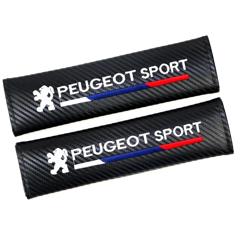 2pcs Carbon fiber Car Seat belt Cover Protective Pad for Peugeot 307 206 207 308 207 406 detail view