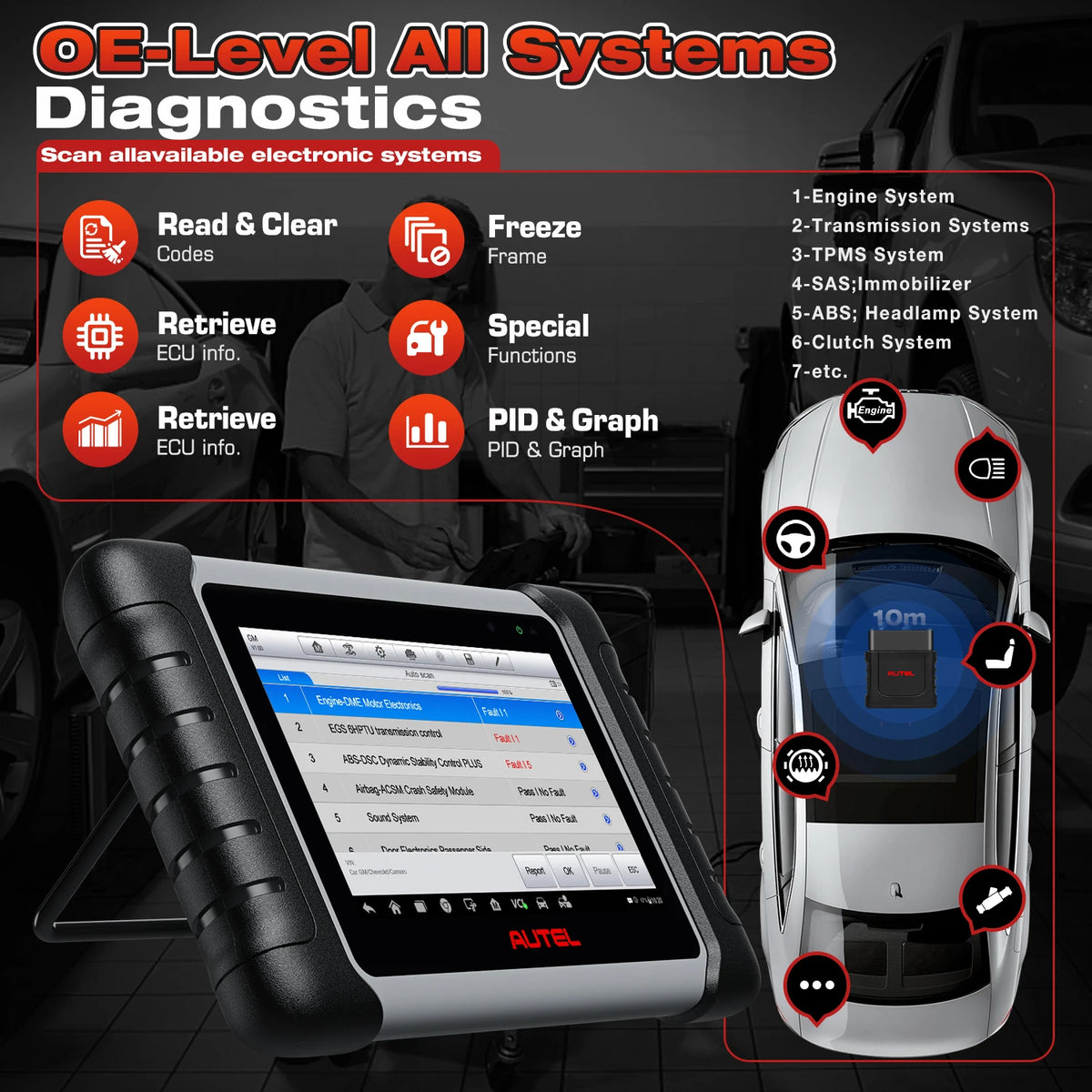 Autel MaxiCOM MK808BT Pro Automotive Car Diagnostic Tools OBD2 Scanner Code Reader Al lifestyle view