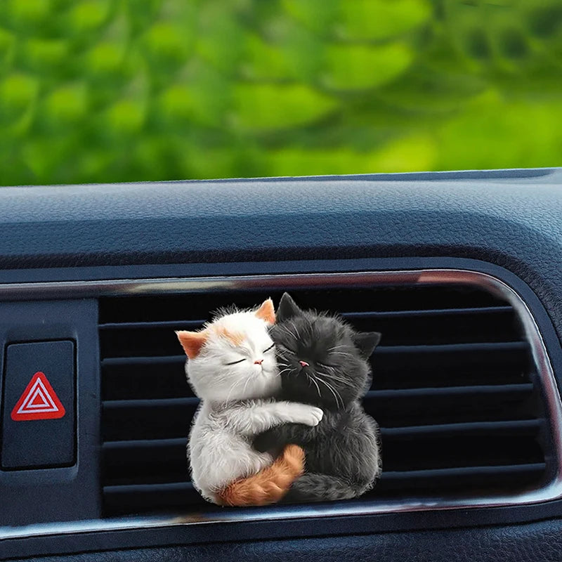 Cat Air Freshener Clip | Cute Car Vent Diffuser with Refillable Scent Pads close-up view