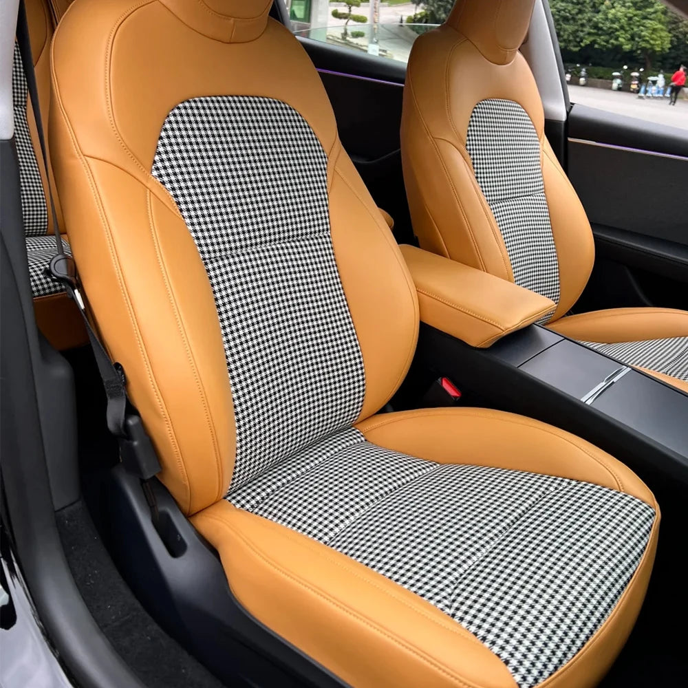 1pcs Houndstooth High Quality Cotton Linen Seats Fabric Car Seat Cover Headliner Door lifestyle view