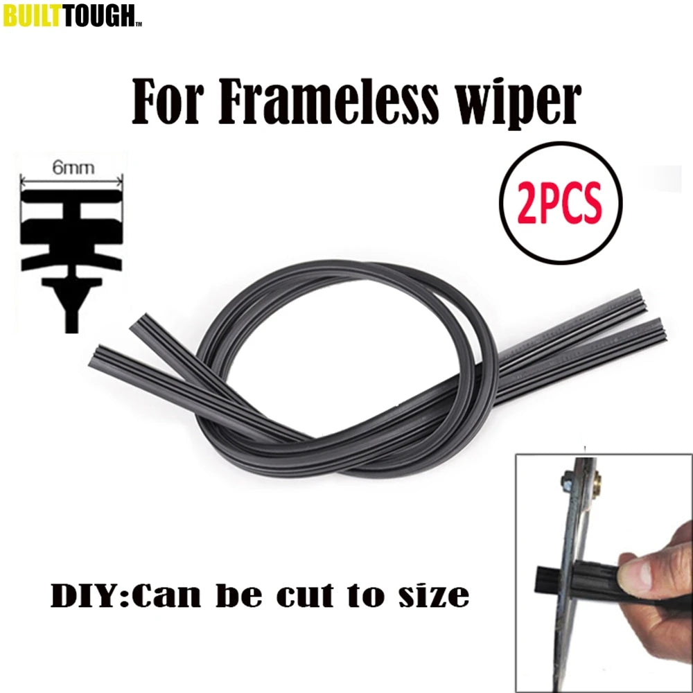 2Pc 6mm 24'' 26'' Bracketless Car Wiper Blade Refills | Universal Frameless Windscreen Refill Set