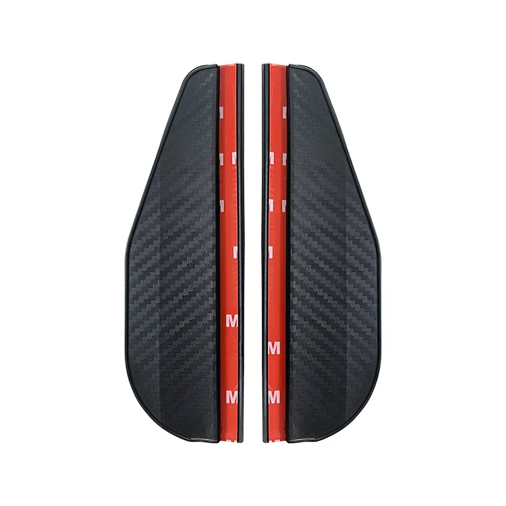 2PCS Car Rearview Mirror Rain Eyebrow Carbon Fiber Sun Visor Shade Cover Protector additional angle