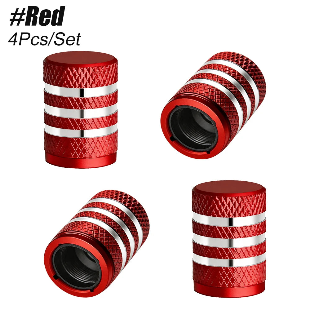 4PCS Tire Valve Stem Cap | Metal Tire Air Caps with Plastic Liner Corrosion Resistant close-up view