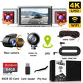 4K 360° 4-Channel Dash Cam with 5.8GHz WiFi & GPS | 4K Front+1080P Left/Right/Rear, 3" IPS Screen, Night Vision, Loop Recording