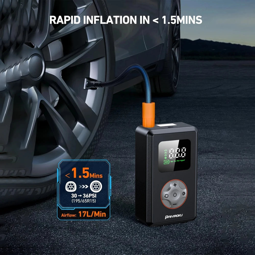 Portable Tire Inflator Cordless Air Compressor | 150 PSI Mini Bike Pump with LED Ligh alternate view