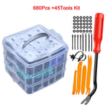680pcs/Box Auto Fastener Clip 23 Sizes Mixed Car Body Push Retainer Pin Rivet Bumper Door Trim Panel Retainer Fastener Kit