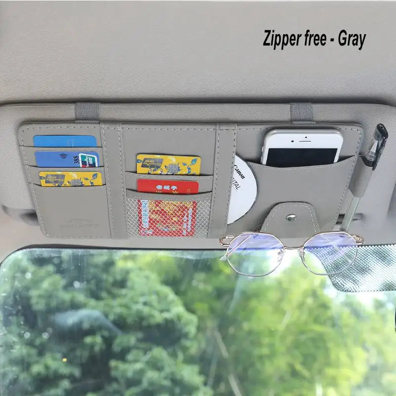 Car Sun Visor Organizer Multi-Pocket Zipper Storage Pouch