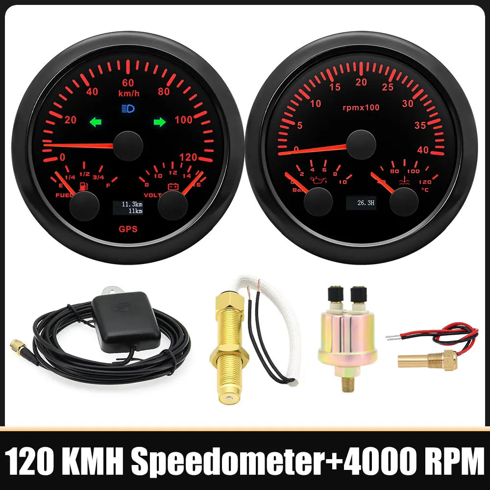 85mm Car 3 In 1 Multi-functional GPS Speedometer Set | RPM Tachometer with Oil Pressu alternate view