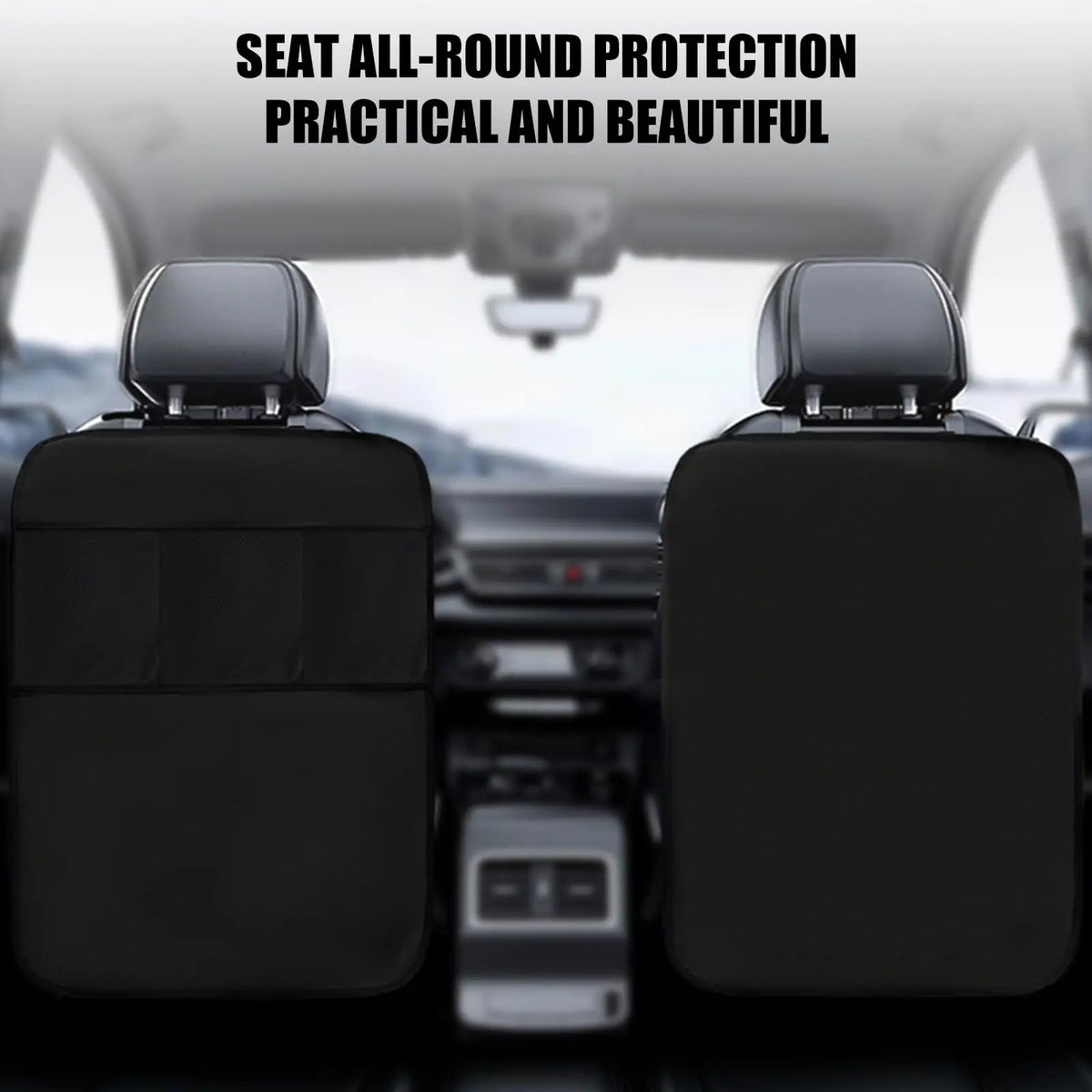 Car Seat Back Anti-Kick Pad with Storage Pocket, Universal Auto Seat Back Cover Protec close-up view