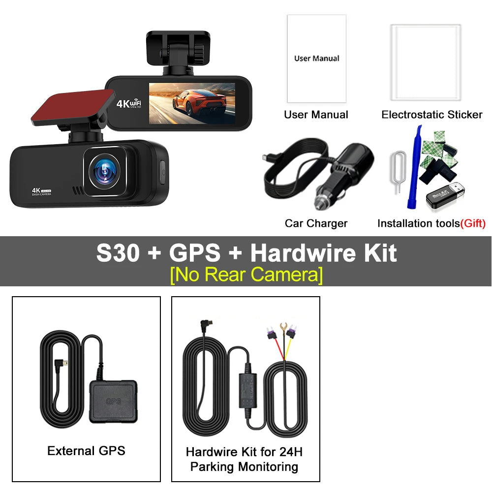 4K Dash Cam WiFi GPS Car DVR | 2160P Drive Recorder alternate view